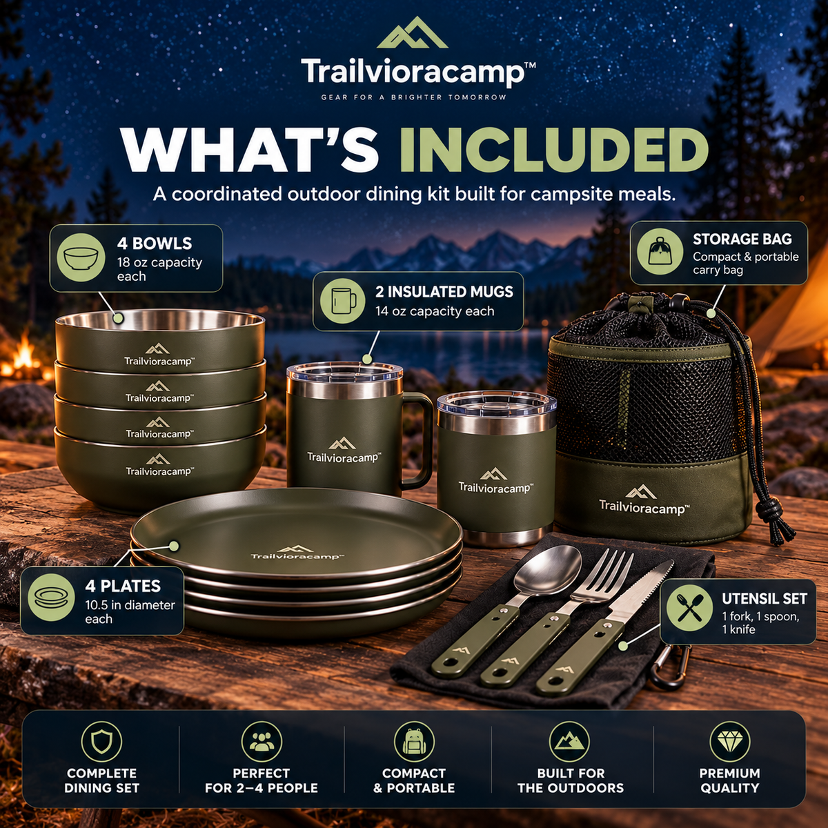 Trailvioracamp™ Camping Tableware Set