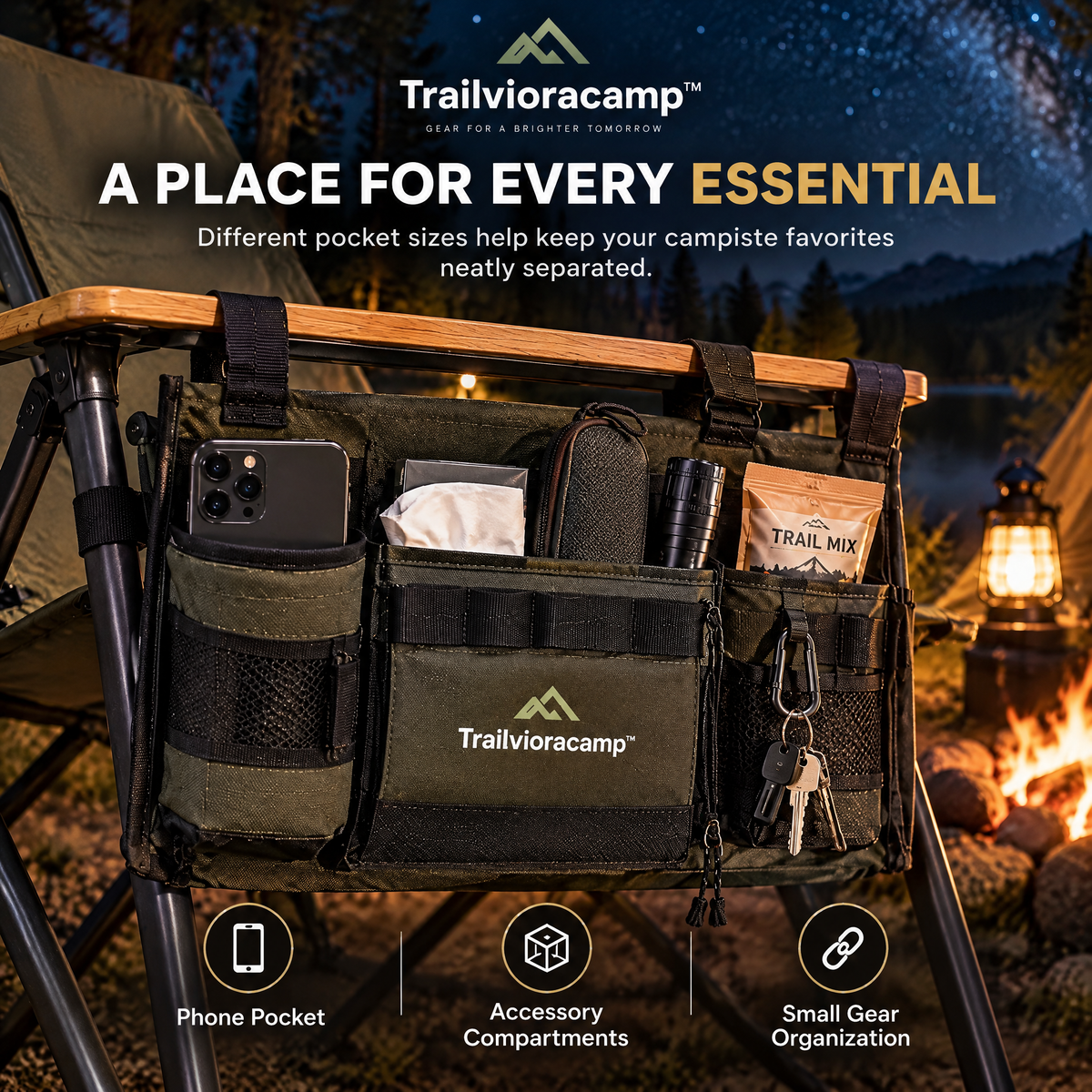 Trailvioracamp™ Camping Chair Side Organizer