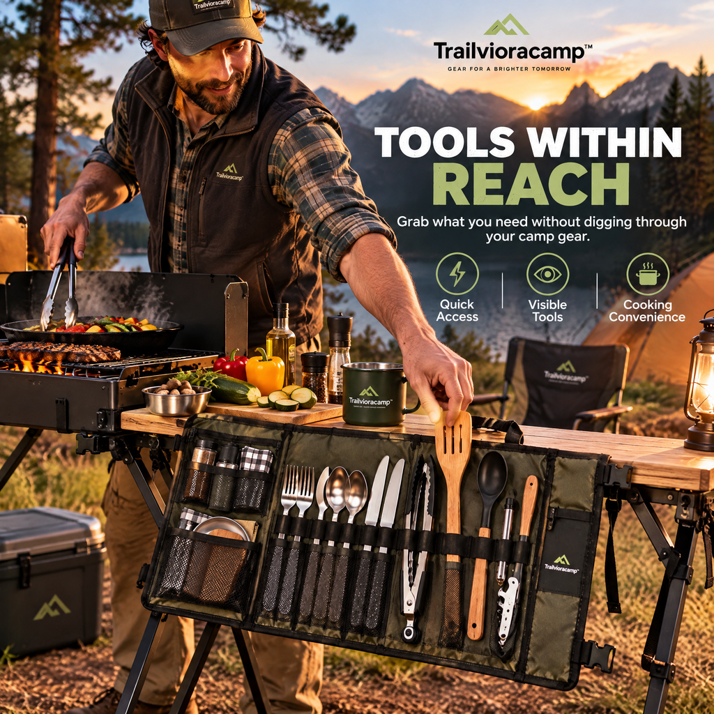 Trailvioracamp™ Camping Utensil Organizer Roll