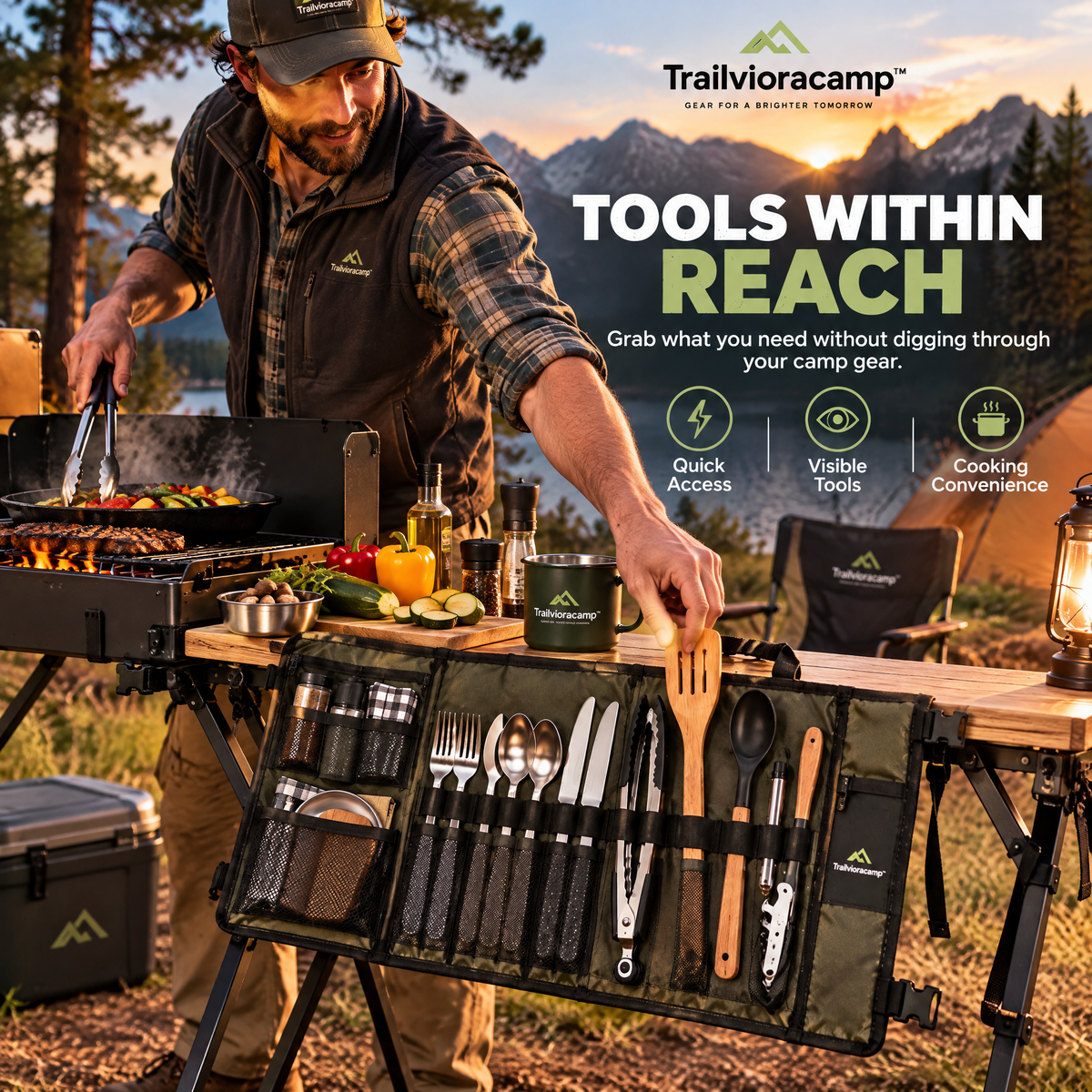 Trailvioracamp™ Camping Utensil Organizer Roll