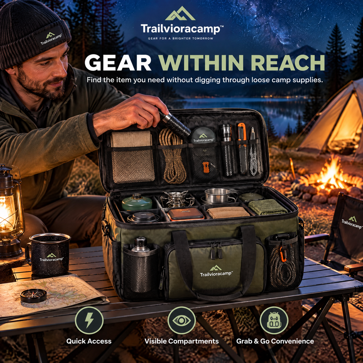 Trailvioracamp™ Camping Gear Storage Organizer