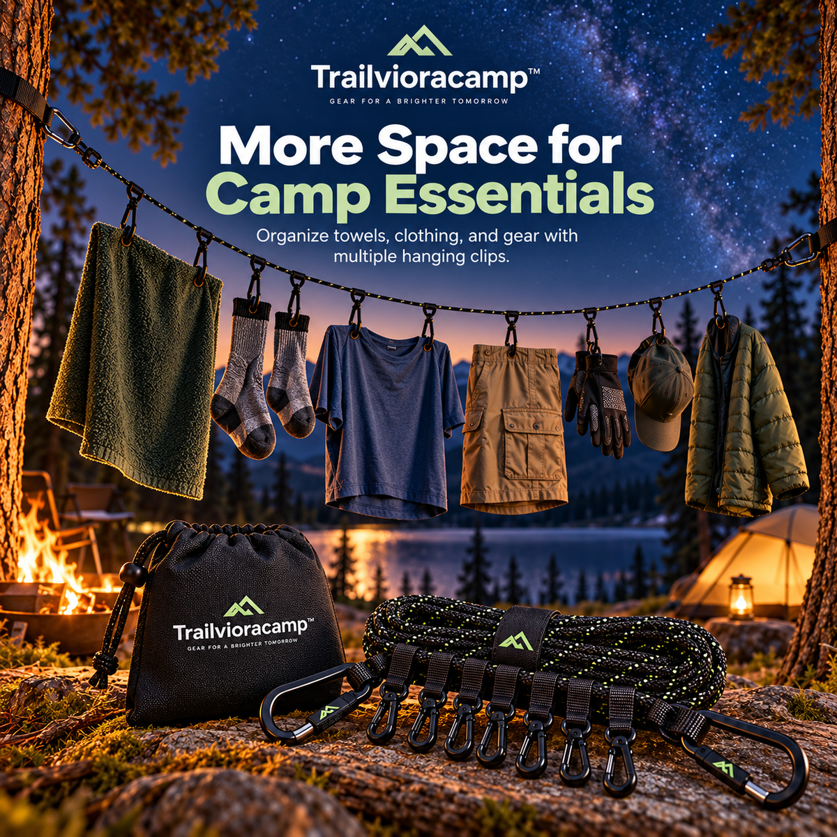 Trailvioracamp™ Portable Camping Clothesline