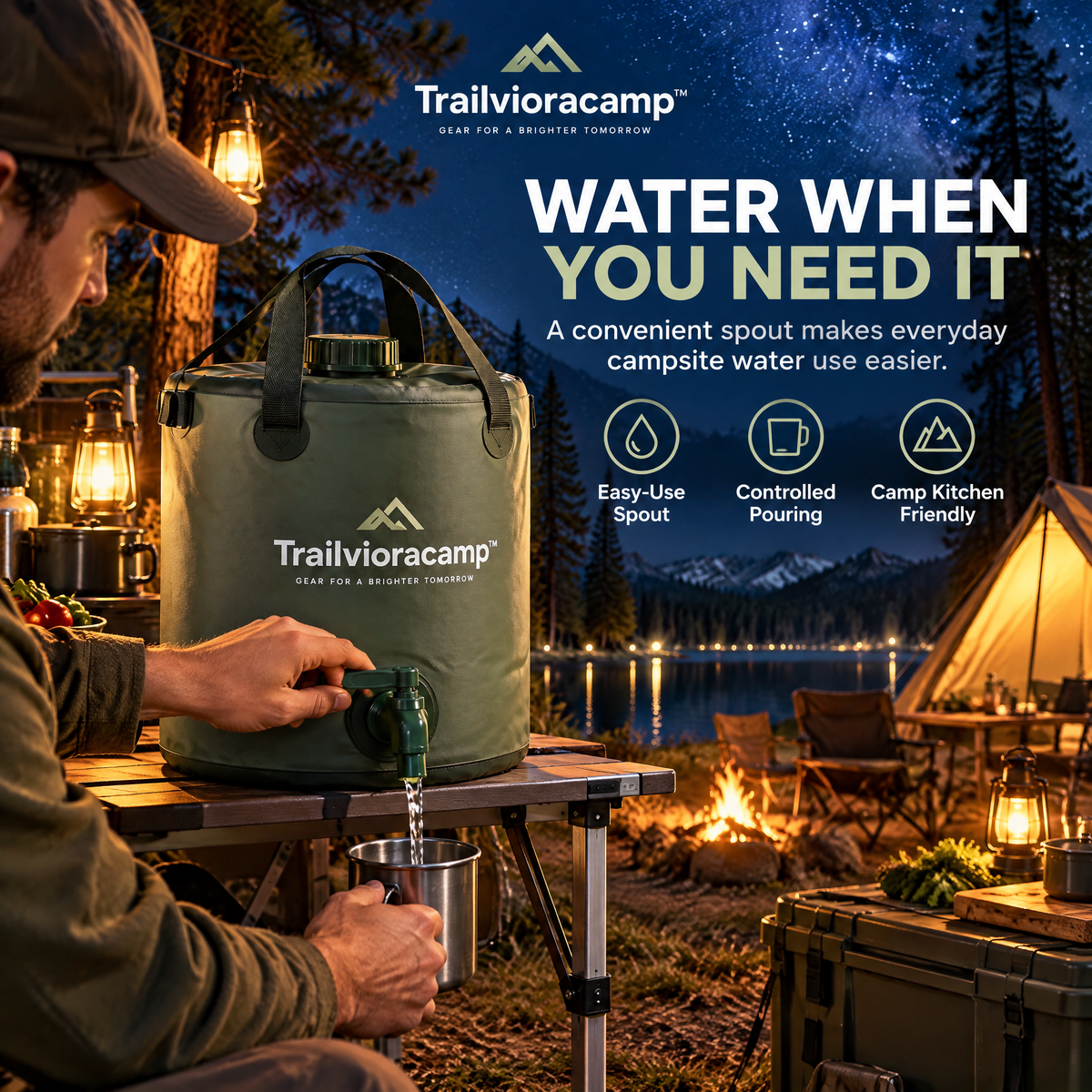 Trailvioracamp™ Collapsible Camping Water Container