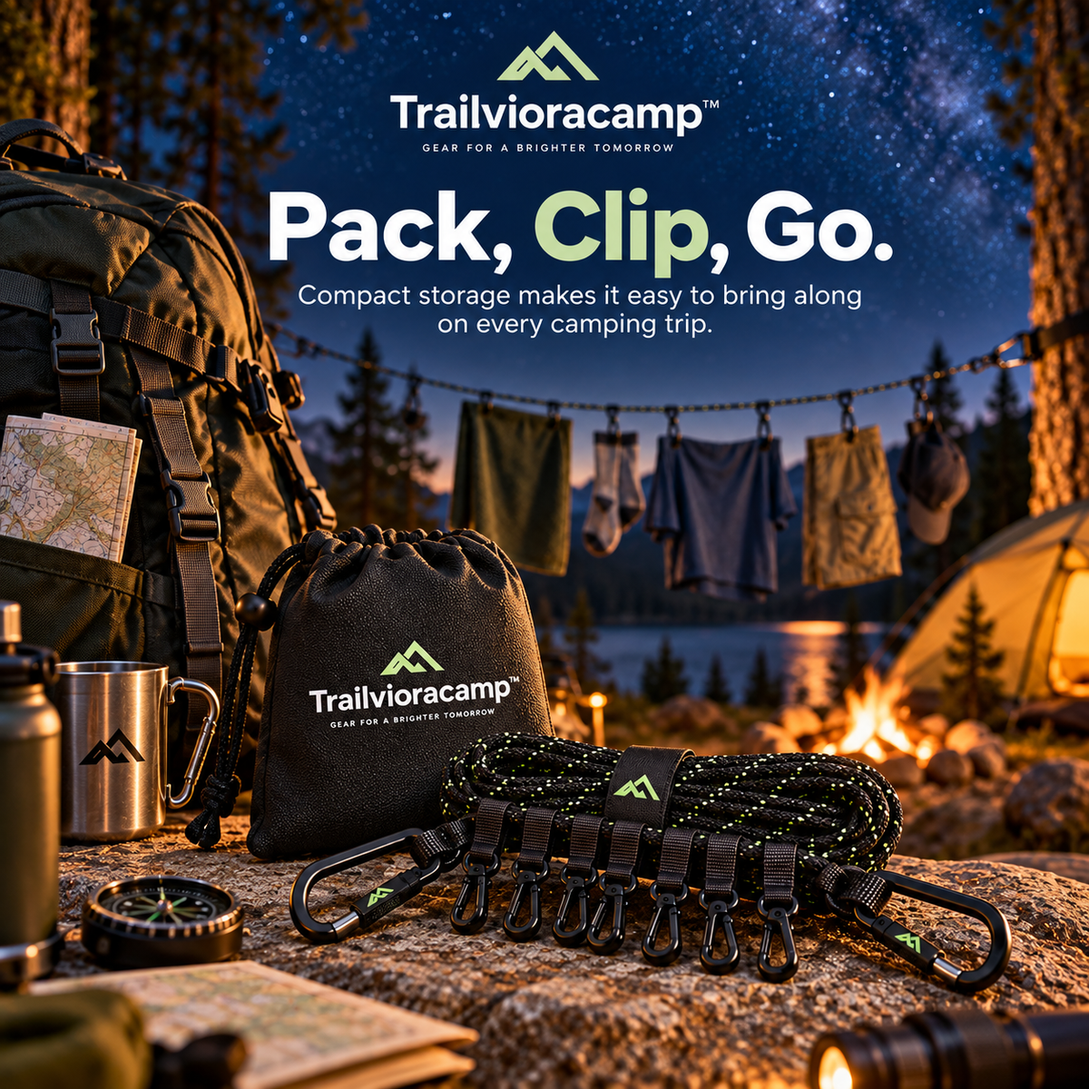 Trailvioracamp™ Portable Camping Clothesline