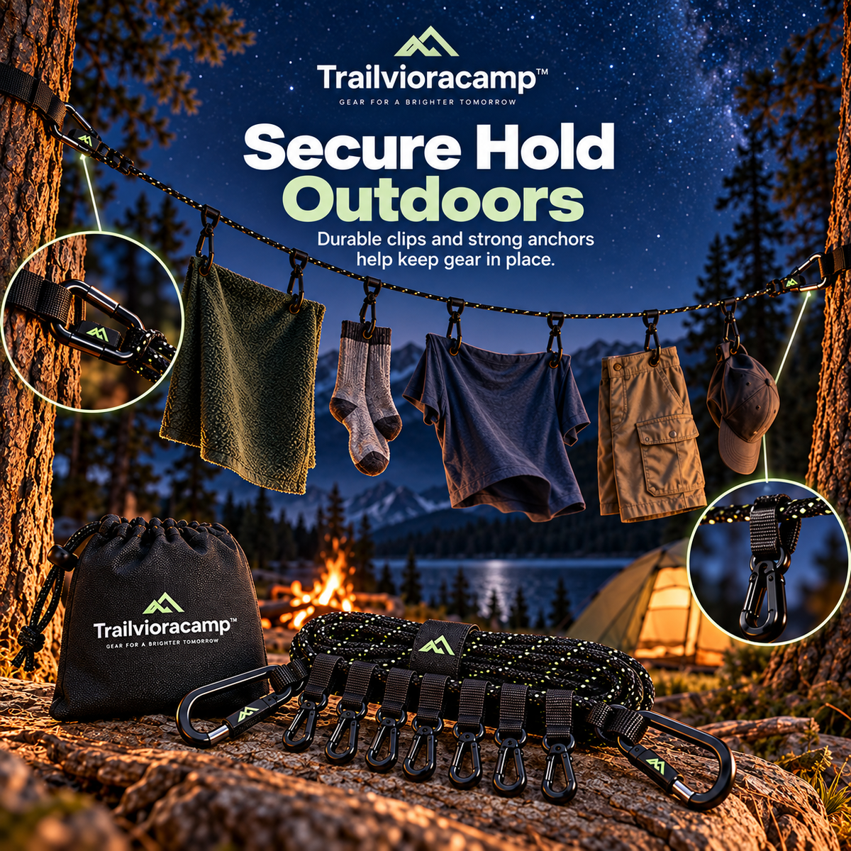Trailvioracamp™ Portable Camping Clothesline